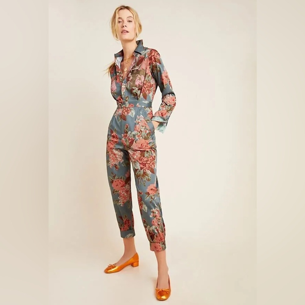 Anthropologie Floral Jumpsuit